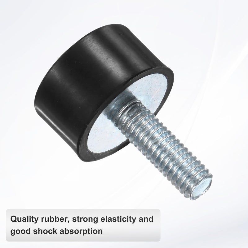 M METERXITY 4 حزمة من مثبتات المطاط D20mmxH10mm عازلات الاهتزاز الأسطوانية مع مسامير M6 x 18mm لضاغط الهواء/السيارة/المضخة/القارب/محرك المرآب/عوازل المطاط - Image 2
